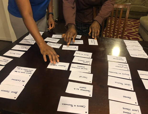 photo of participants doing card sorting exercise